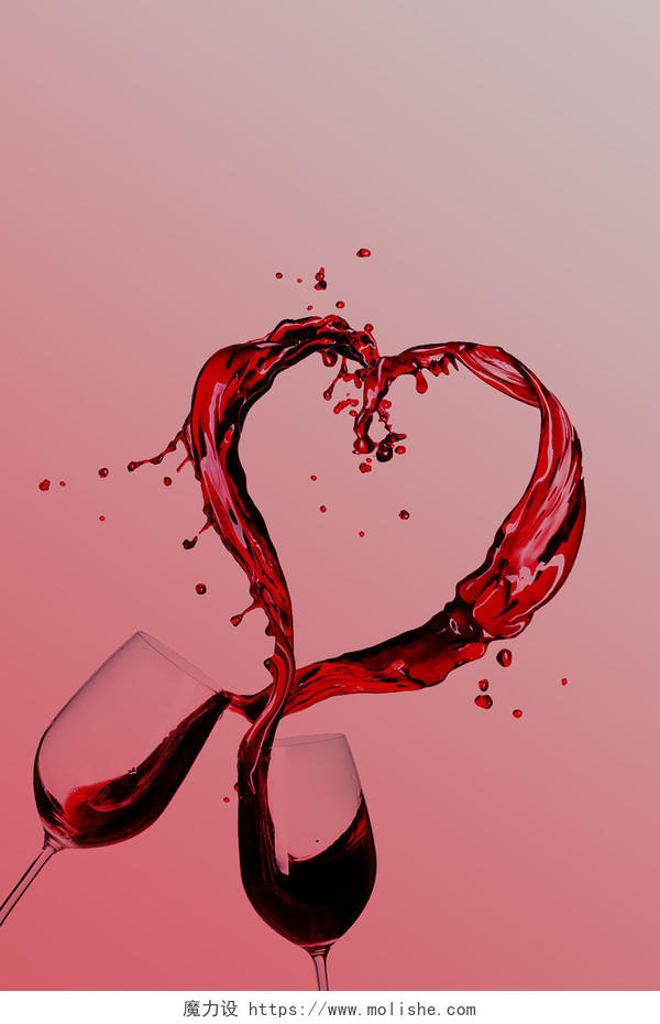 酒红色简约红酒杯碰撞展板背景图葡萄酒情人节背景